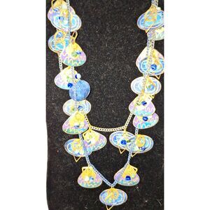 A Vintage Metallic Disc Layered Women's Necklace Boho Gypsy Fairycore READ